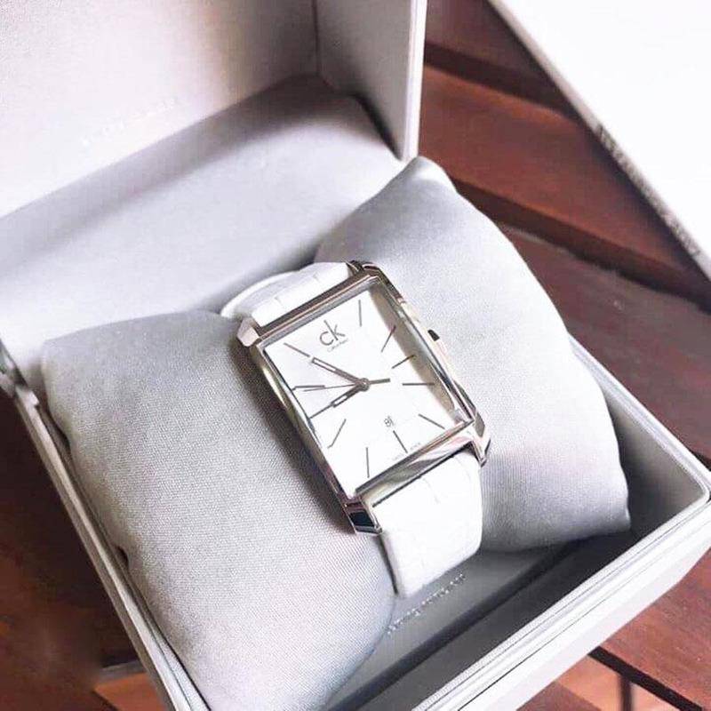  Shop Authentic Calvin Klein Window White Dial White Leather Strap Watch for Men - K2M21120 - Luxxuri