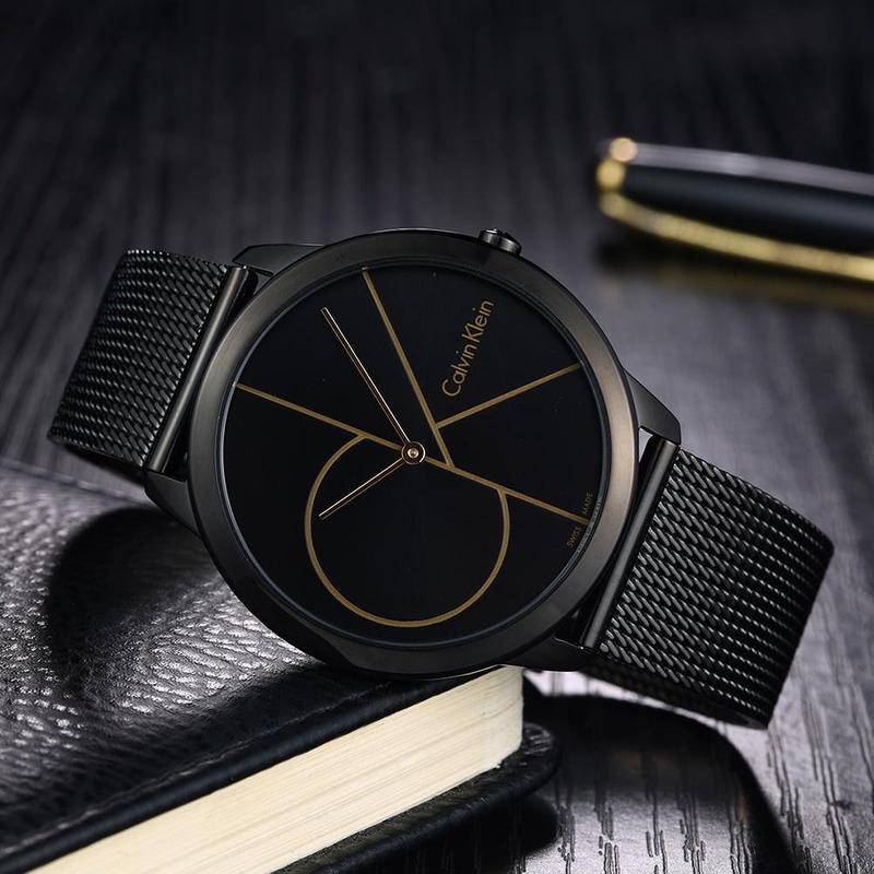  Shop Authentic Calvin Klein Minimal Black Dial Black Mesh Bracelet Watch for Men - K3M214X1 - Luxxuri