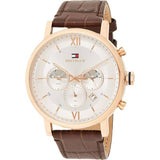  Shop Authentic Tommy Hilfiger Evan White Dial Brown Leather Strap Watch for Men - 1710394 - Luxxuri