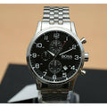  Shop Authentic Hugo Boss Aeroliner Chronograph Quartz Black Dial Silver Steel Strap Watch For Men - HB1512446 - Luxxuri