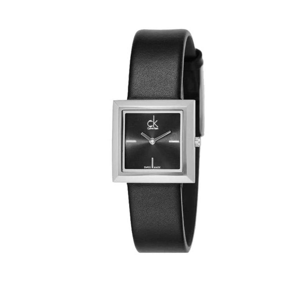  Shop Authentic Calvin Klein Mark Black Dial Black Leather Strap Watch for Women - K3R231C1 - Luxxuri