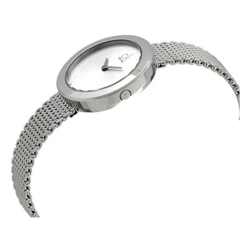  Shop Authentic Calvin Klein Firm White Dial Silver Mesh Bracelet Watch for Women - K3N23126 - Luxxuri
