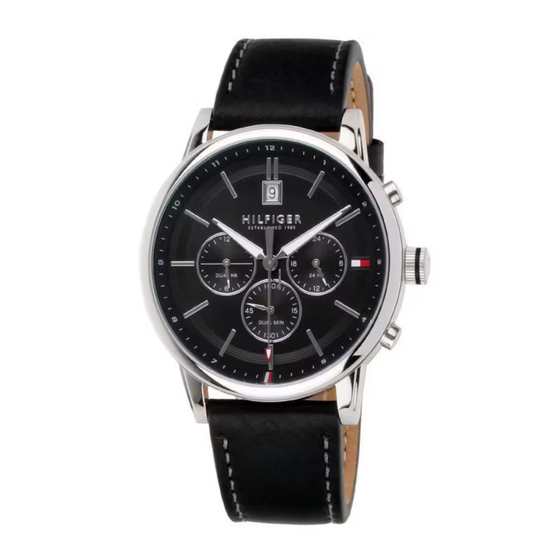  Shop Authentic Tommy Hilfiger Kyle Quartz Black Dial Black Leather Strap Watch for Men - 1791630 - Luxxuri