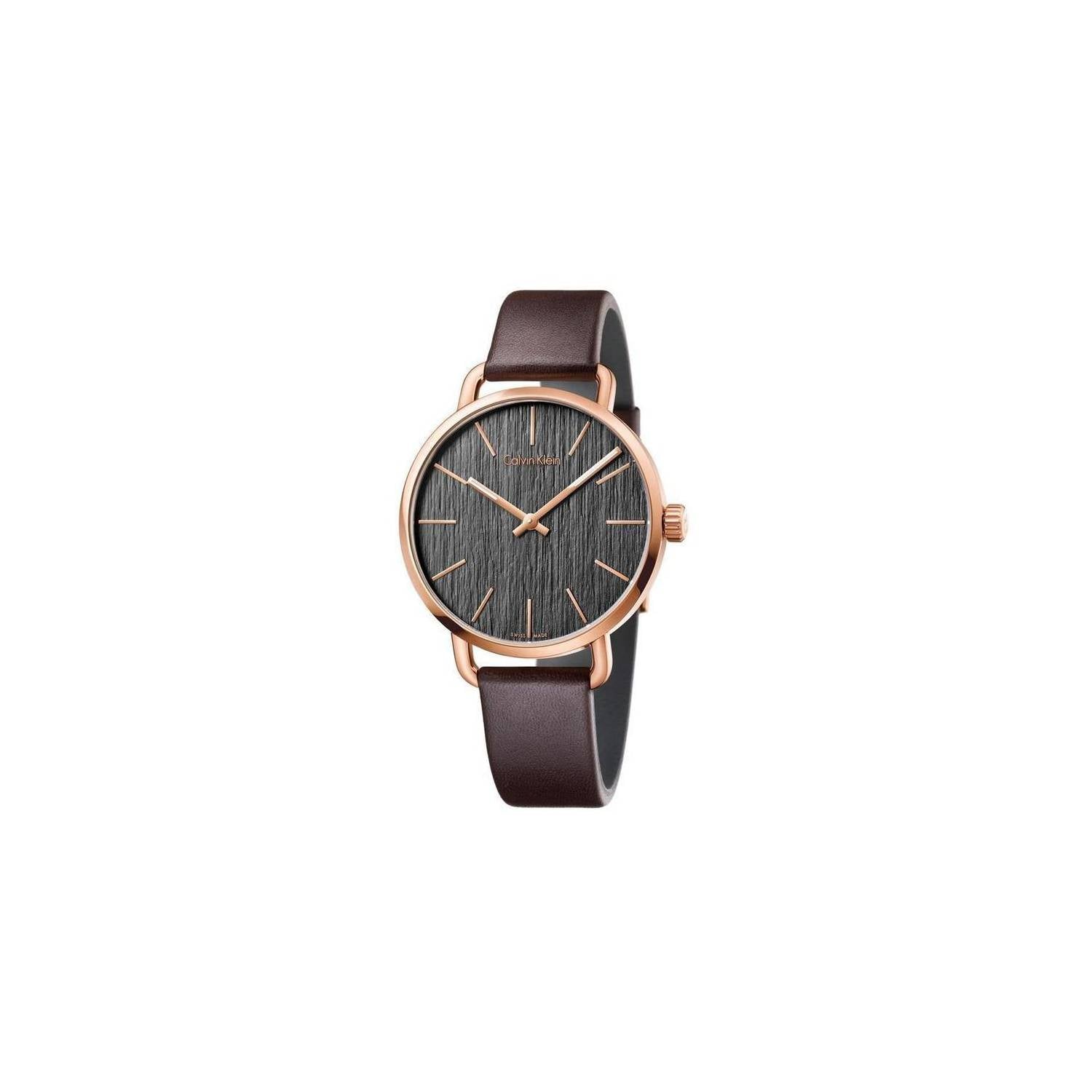  Shop Authentic Calvin Klein Even Grey Dial Brown Leather Strap Watch for Women - K7B236G3 - Luxxuri