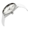  Shop Authentic Calvin Klein Accent Silver Dial White Leather Strap Watch for Women - K2Y2Y1KW - Luxxuri