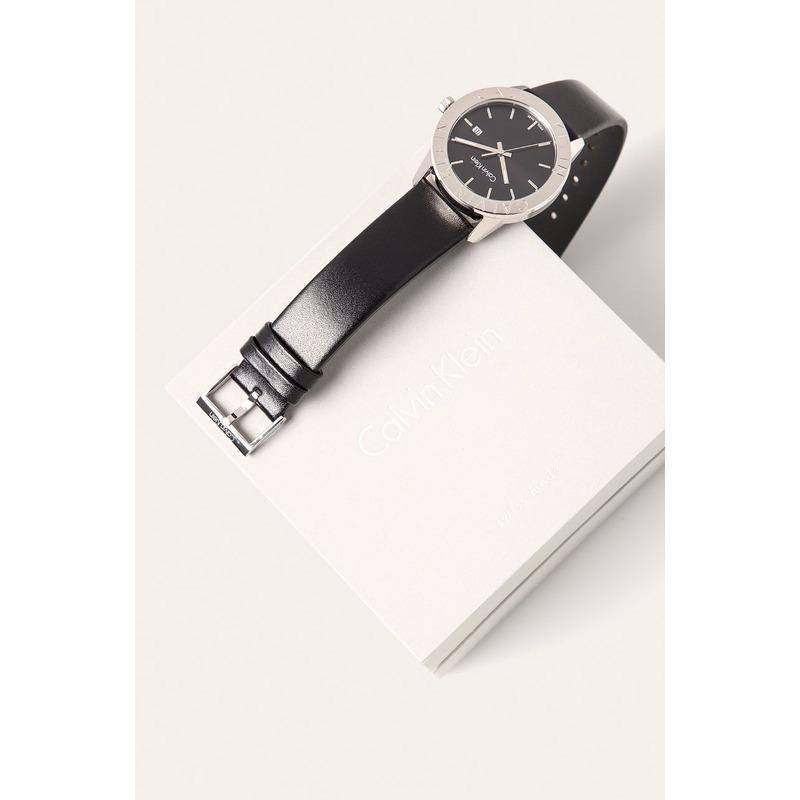  Shop Authentic Calvin Klein Steady Black Dial Black Leather Strap Watch for Women - K7Q211C1 - Luxxuri