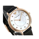  Shop Authentic Emporio Armani Kappa Mother of Pearl Dial Black Leather Strap Watch For Women - AR80011 - Luxxuri