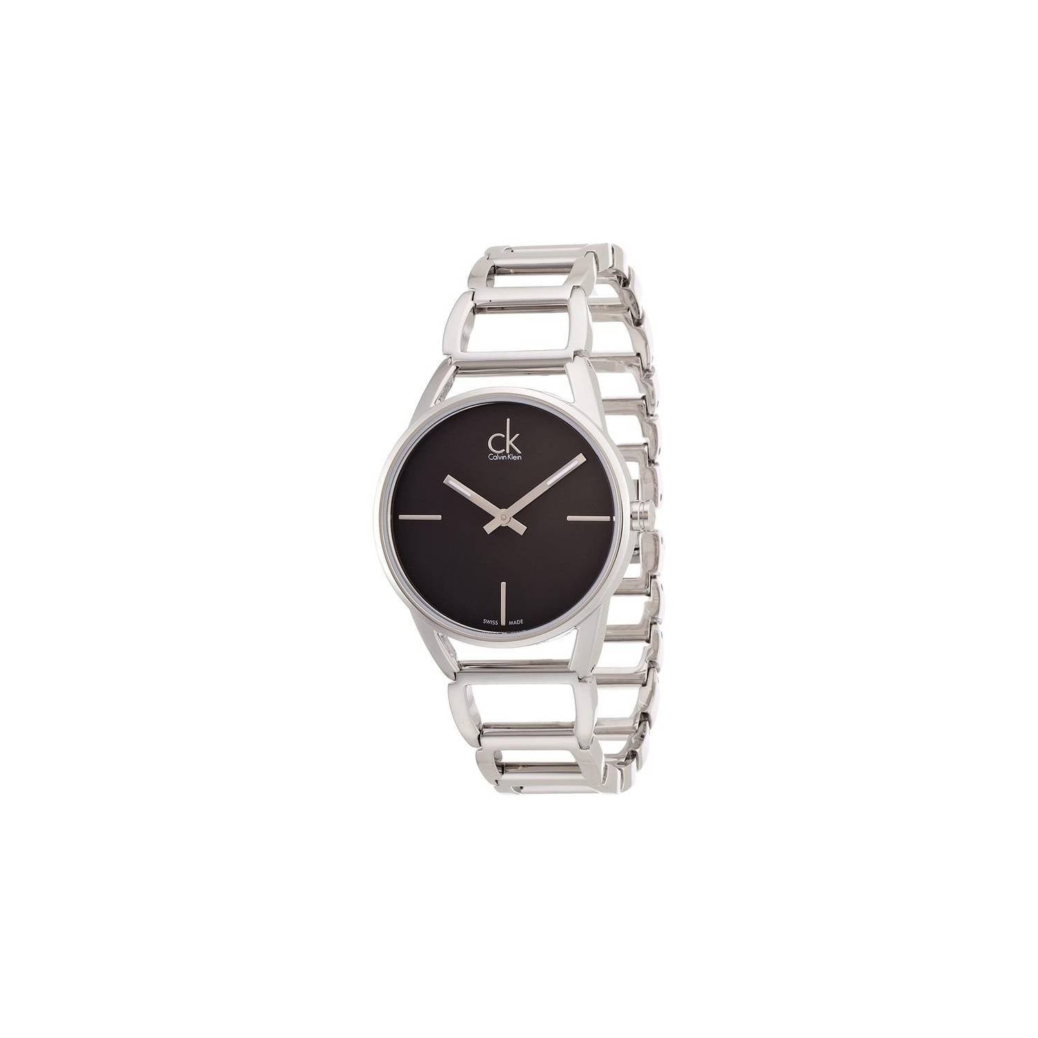 Shop Authentic Calvin Klein Stately Black Dial Silver Steel Strap Watch for Women - K3G23121 - Luxxuri