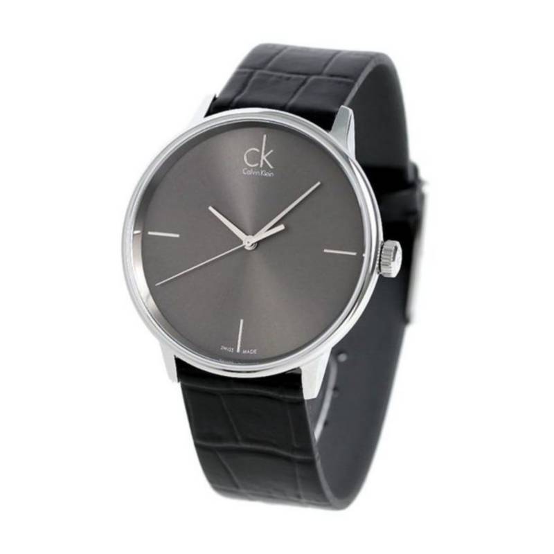  Shop Authentic Calvin Klein Grey Dial Black Leather Strap Watch for Women - K2Y2Y1CU - Luxxuri