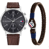  Shop Authentic Tommy Hilfiger Daniel Grey Dial Brown Leather Strap Watch for Men - 1710416 - Luxxuri