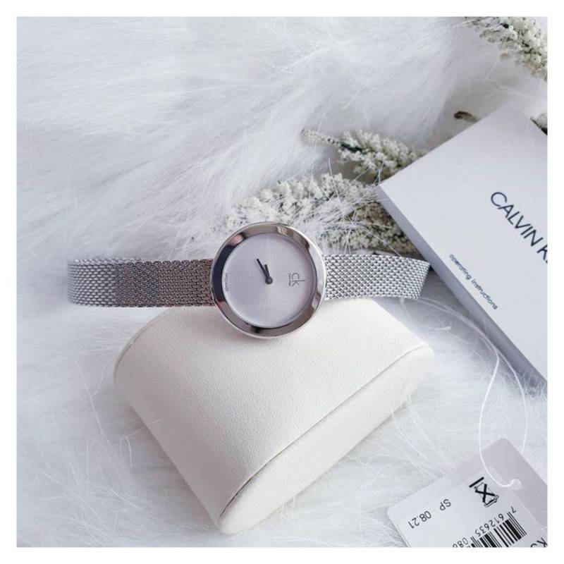  Shop Authentic Calvin Klein Firm White Dial Silver Mesh Bracelet Watch for Women - K3N23126 - Luxxuri