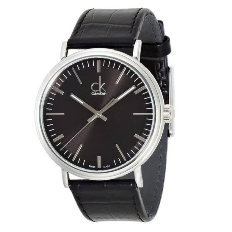 Shop Authentic Calvin Klein Surround Black Dial Black Leather Strap Watch for Men - K3W211C1 - Luxxuri