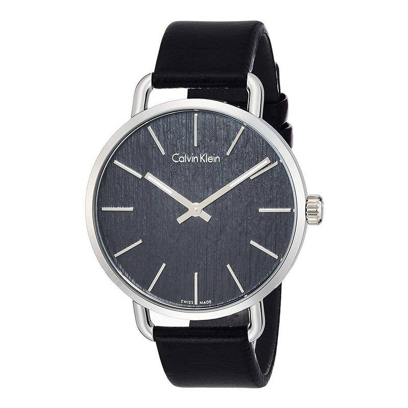  Shop Authentic Calvin Klein Even Black Dial Black Leather Strap Watch for Women - K7B211C1 - Luxxuri