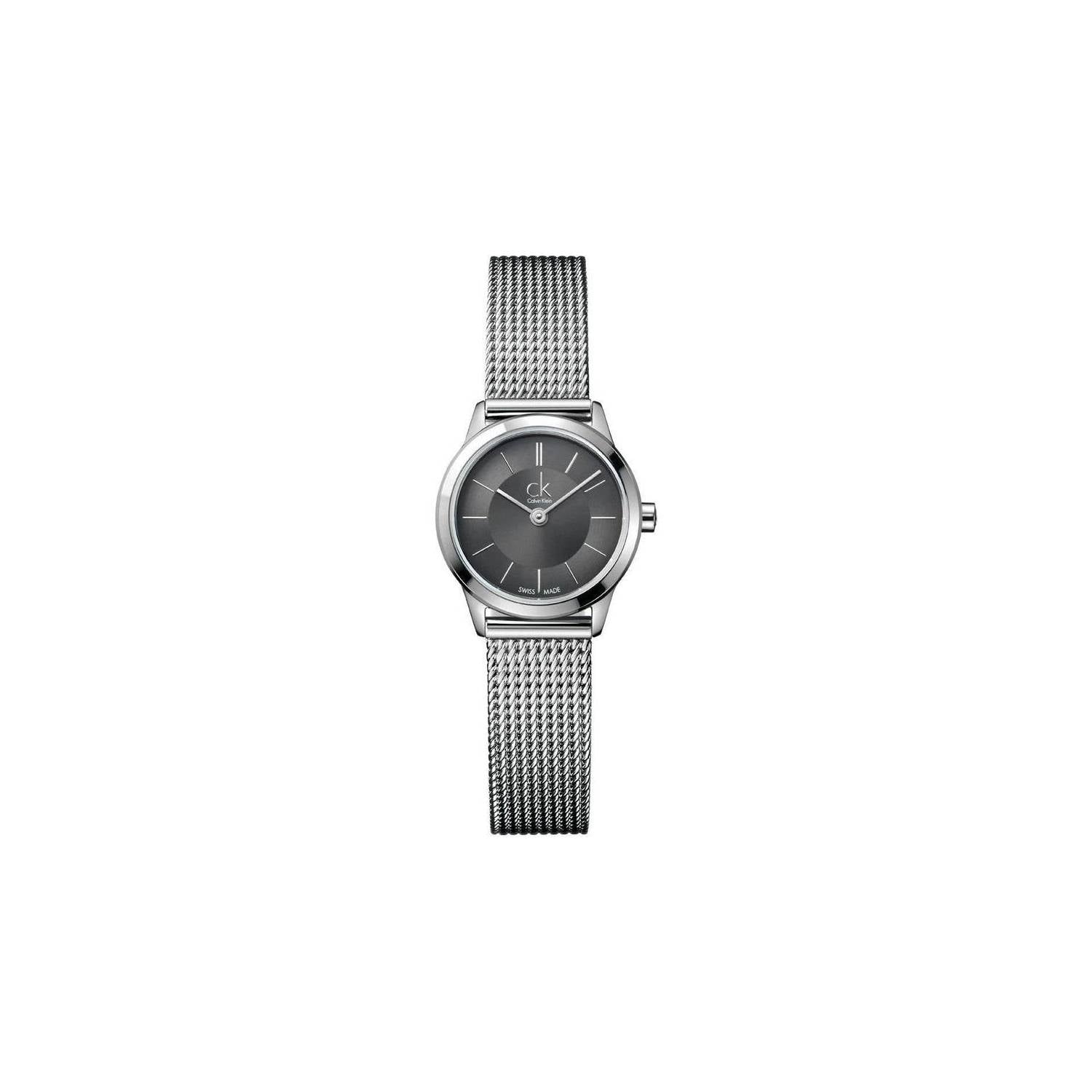  Shop Authentic Calvin Klein Minimal Grey Dial Silver Mesh Bracelet Watch for Women - K3M23124 - Luxxuri