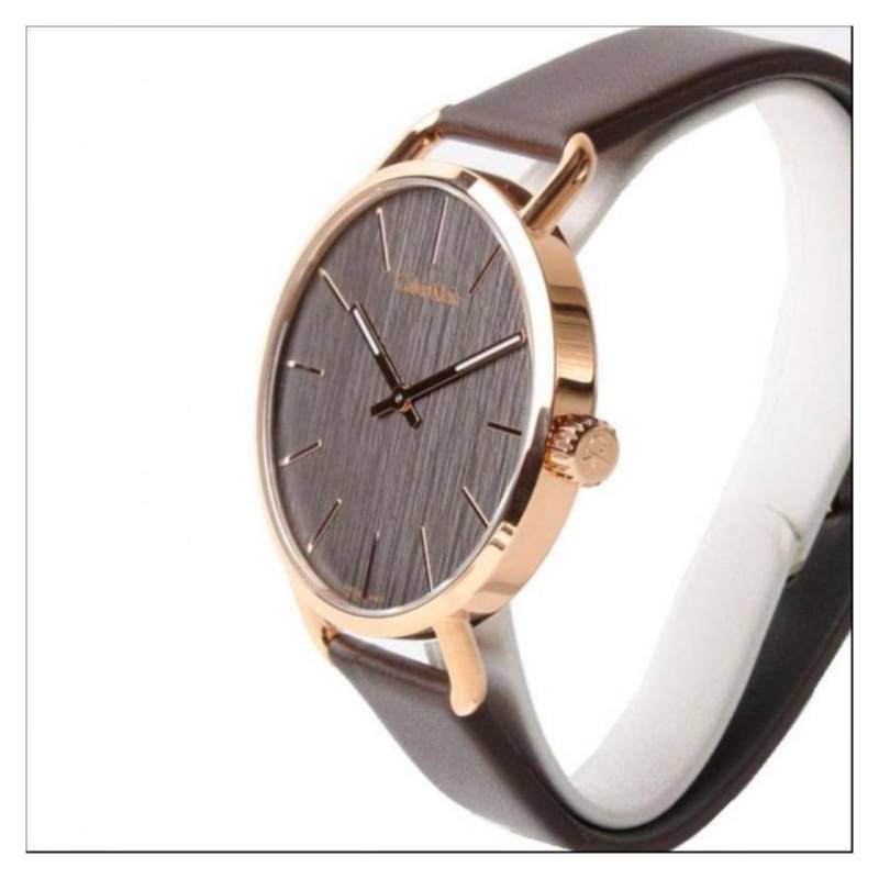  Shop Authentic Calvin Klein Even Grey Dial Brown Leather Strap Watch for Women - K7B216G3 - Luxxuri