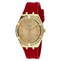  Shop Authentic Guess Cosmo Diamonds Gold Dial Red Rubber Strap Watch for Women - GW0034L6 - Luxxuri