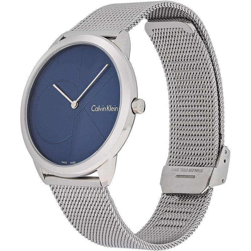  Shop Authentic Calvin Klein Minimal Blue Dial Silver Mesh Bracelet Watch for Men - K3M2112N - Luxxuri