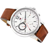  Shop Authentic Tommy Hilfiger Landon Chronograph White Dial Brown Leather Strap Watch for Men - 1791531 - Luxxuri