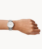  Shop Authentic Fossil Carlie Silver Dial Silver Steel Strap Watch for Women - ES4341 - Luxxuri