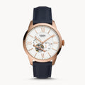  Shop Authentic Fossil Townsman Automatic White Dial Navy Blue Leather Strap Watch for Men - ME3171 - Luxxuri