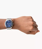  Shop Authentic Fossil Garrett Chronograph Blue Dial Silver Steel Strap Watch for Men - FS5623 - Luxxuri