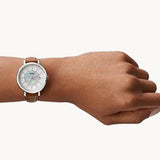  Shop Authentic Fossil Jacqueline Blush Mother of Pearl Dial Pink Leather Strap Watch for Women - ES4151 - Luxxuri