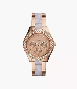  Shop Authentic Fossil Stella Multifunction Rose Gold Dial Two Tone Steel Strap Watch for Women - ES4755 - Luxxuri