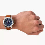  Shop Authentic Fossil Grant Chronograph Blue Dial Brown Leather Strap Watch for Men - FS5210 - Luxxuri