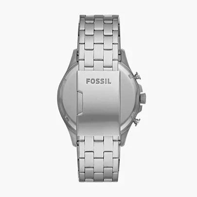 Fossil Forrester Chronograph Blue Dial Silver Steel Strap Watch for Men - FS5605
