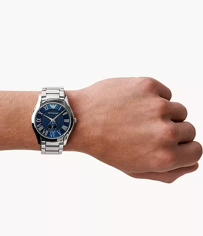  Shop Authentic Emporio Armani Valente Quartz Blue Dial Silver Steel Strap Watch For Men - AR11085 - Luxxuri
