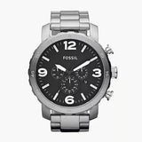  Shop Authentic Fossil Nate Chronograph Black Dial Silver Steel Strap Watch for Men - JR1353 - Luxxuri