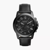  Shop Authentic Fossil Grant Chronograph Black Dial Black Leather Strap Watch for Men - FS5132 - Luxxuri