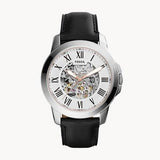  Shop Authentic Fossil Grant Automatic Skeleton White Dial Black Leather Strap Watch for Men - ME3101 - Luxxuri