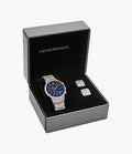  Shop Authentic Emporio Armani Renato Chronograph Blue Dial Two Tone Steel Strap Watch For Men - AR80025 - Luxxuri