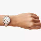  Shop Authentic Fossil Jacqueline Three Hand Mother of Pearl Dial Pink Leather Strap Watch for Women - ES4671 - Luxxuri