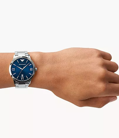  Shop Authentic Emporio Armani Giovanni Quartz Blue Dial Silver Steel Strap Watch For Men - AR11227 - Luxxuri