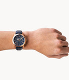  Shop Authentic Fossil Grant Chronograph Blue Dial Blue Leather Strap Watch for Men - FS4835 - Luxxuri