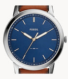  Shop Authentic Fossil Minimalist Blue Dial Brown Leather Strap Watch for Men - FS5304 - Luxxuri