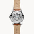 Fossil Townsman Automatic Skeleton Blue Dial Brown Leather Strap Watch for Men - ME3154