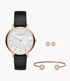  Shop Authentic Emporio Armani Kappa Mother of Pearl Dial Black Leather Strap Watch For Women - AR80011 - Luxxuri