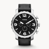  Shop Authentic Fossil Nate Chronograph Black Dial Black Leather Strap Watch for Men - JR1436 - Luxxuri