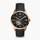  Shop Authentic Fossil Townsman Automatic Black Dial Black Leather Strap Watch for Men - ME3170 - Luxxuri