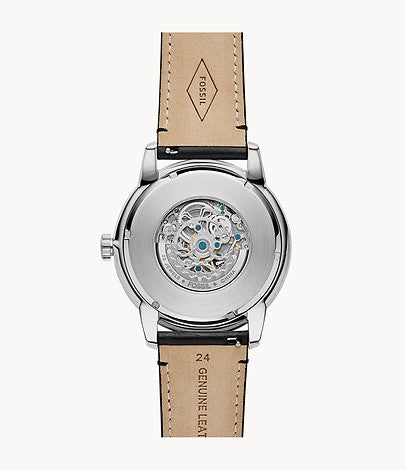  Shop Authentic Fossil Townsman Skeleton Black Dial Black Leather Strap Watch for Men - ME3153 - Luxxuri