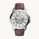  Shop Authentic Fossil Grant Automatic Beige Skeleton Dial Brown Leather Strap Watch for Men - ME3099 - Luxxuri