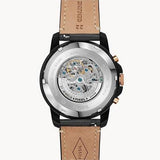  Shop Authentic Fossil Grant Sport Automatic Skeleton Black Dial Black Leather Strap Watch for Men - ME3138 - Luxxuri