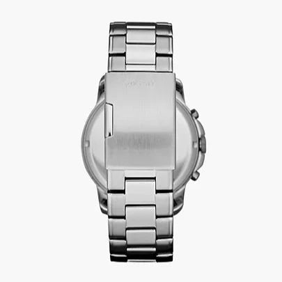 Fossil Grant Chronograph Black Dial Silver Steel Strap Watch for Men - FS4736