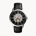  Shop Authentic Fossil Townsman Skeleton Black Dial Black Leather Strap Watch for Men - ME3153 - Luxxuri