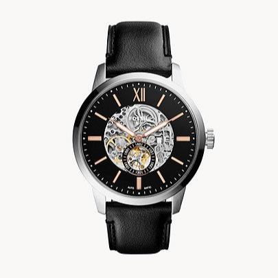  Shop Authentic Fossil Townsman Skeleton Black Dial Black Leather Strap Watch for Men - ME3153 - Luxxuri