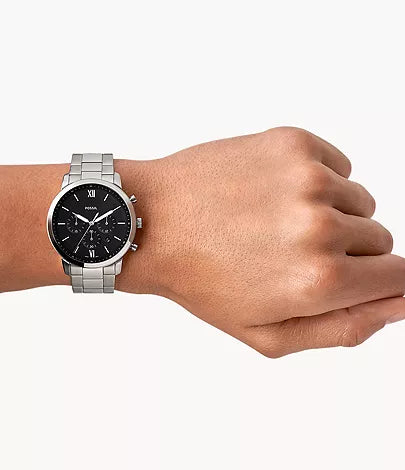  Shop Authentic Fossil Neutra Chronograph Black Dial Silver Steel Strap Watch for Men - FS5384 - Luxxuri