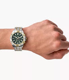  Shop Authentic Fossil Garrett Chronograph Green Dial Two Tone Steel Strap Watch for Men - FS5622 - Luxxuri
